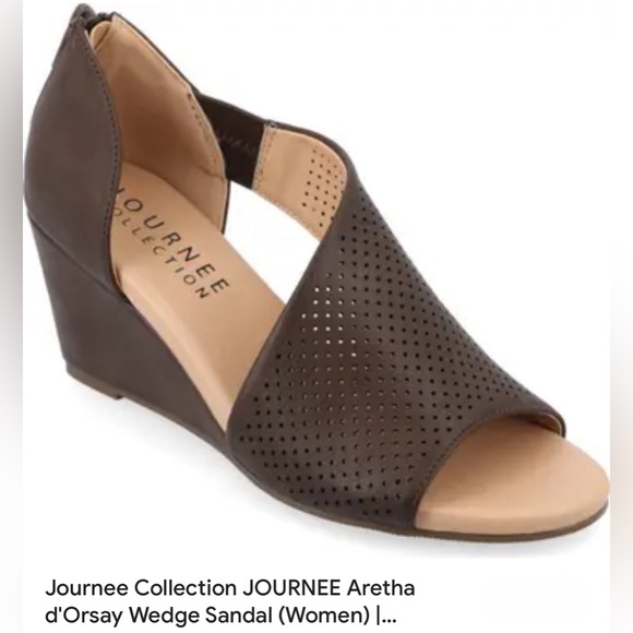 🀄️♣️ JOURNEE COLLECTION ARETHA WEDGE HEEL SANDALS IN FAUX LEATHER SIZE 7 1/2 - Picture 12 of 16